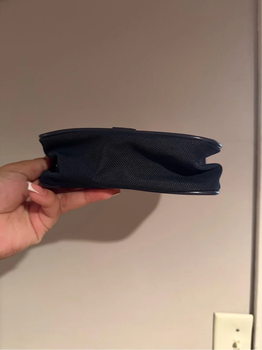 Navy Toiletry Pouch with Red Contrast Stitching